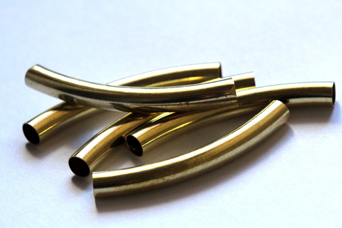 Raw brass curved tube 15 Pcs 6x50mm (hole 5,4mm) ttt650 1853