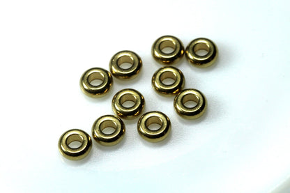 15 pcs 7mm 9/32" (hole 4,2mm 11/64") raw solid brass spacer bead donut shape, Findings bab4.2-9 1185