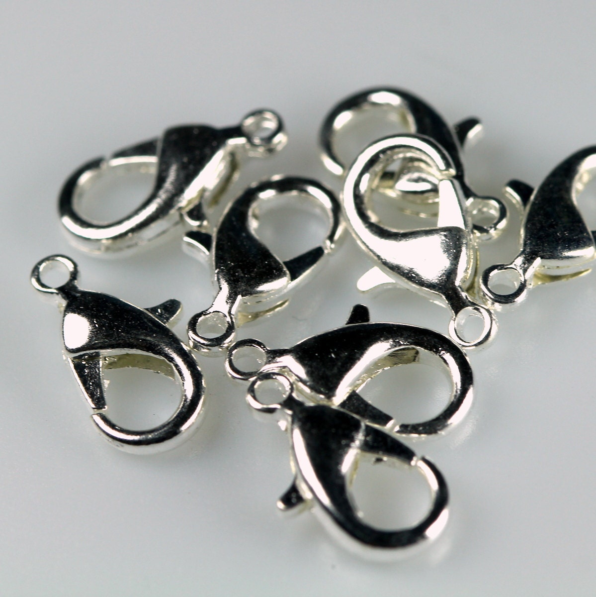 Silver tone alloy lobster claw clasps 10x5mm 501 901