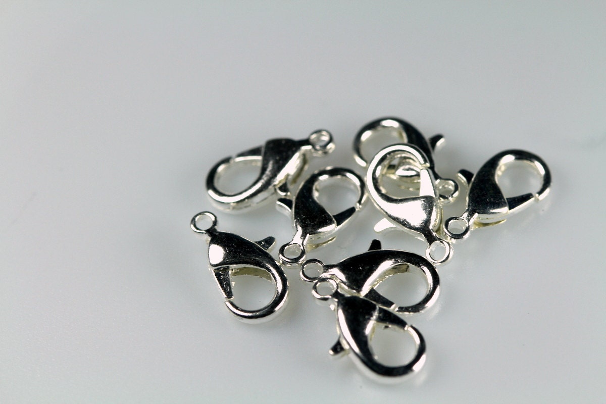 Silver tone alloy lobster claw clasps 10x5mm 501 901