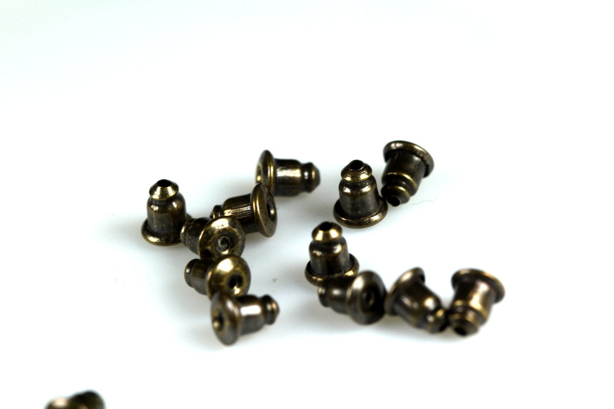 nuts, stopper,butterfly antique brass tone brass earring backs, - making earrings 5x6mm