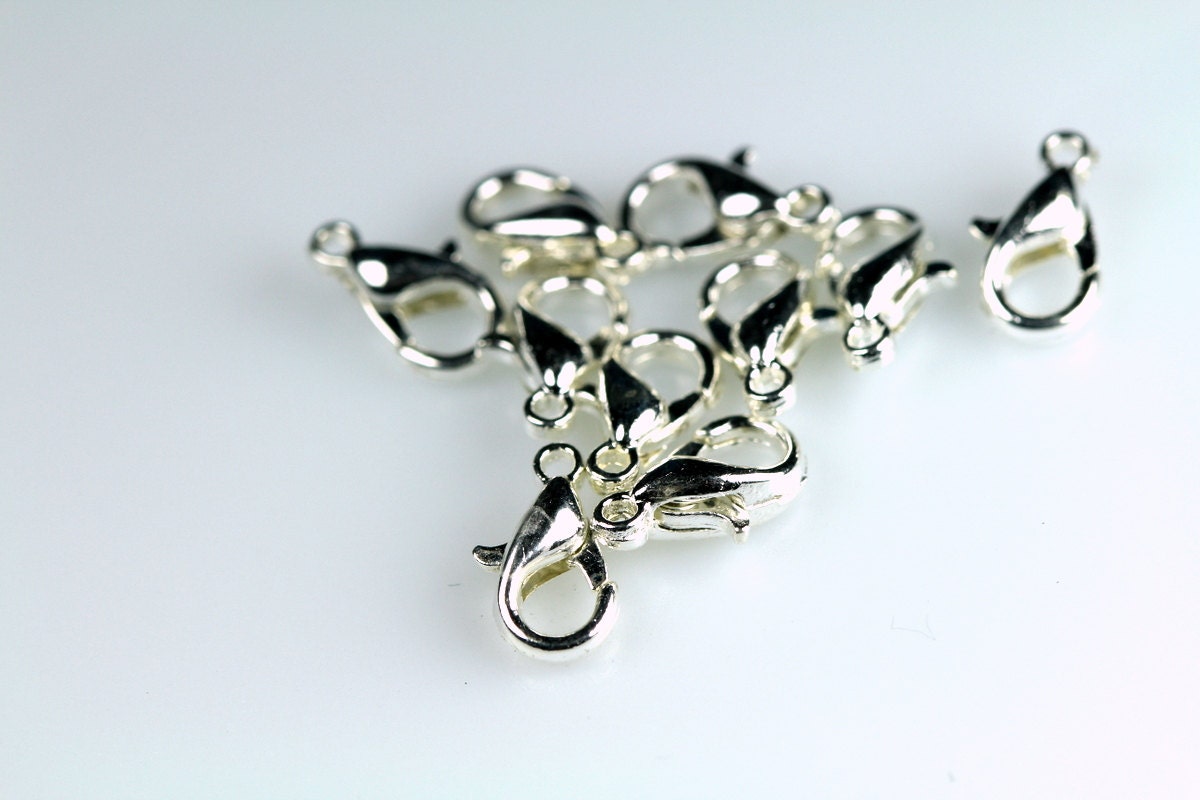 100 pcs silver plated alloy lobster claw clasps 12x6mm CL19 502 302