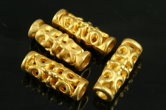 3 pcs 7x18,5mm ( 3,4mm hole) gold plated alloy tube finding charm pendant 413