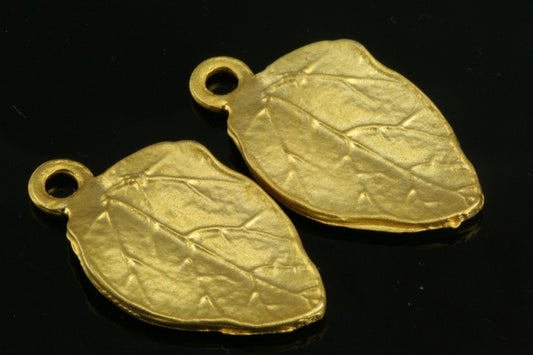 2 pcs 30mm gold plated alloy leaf shape finding charm connector pendant 412