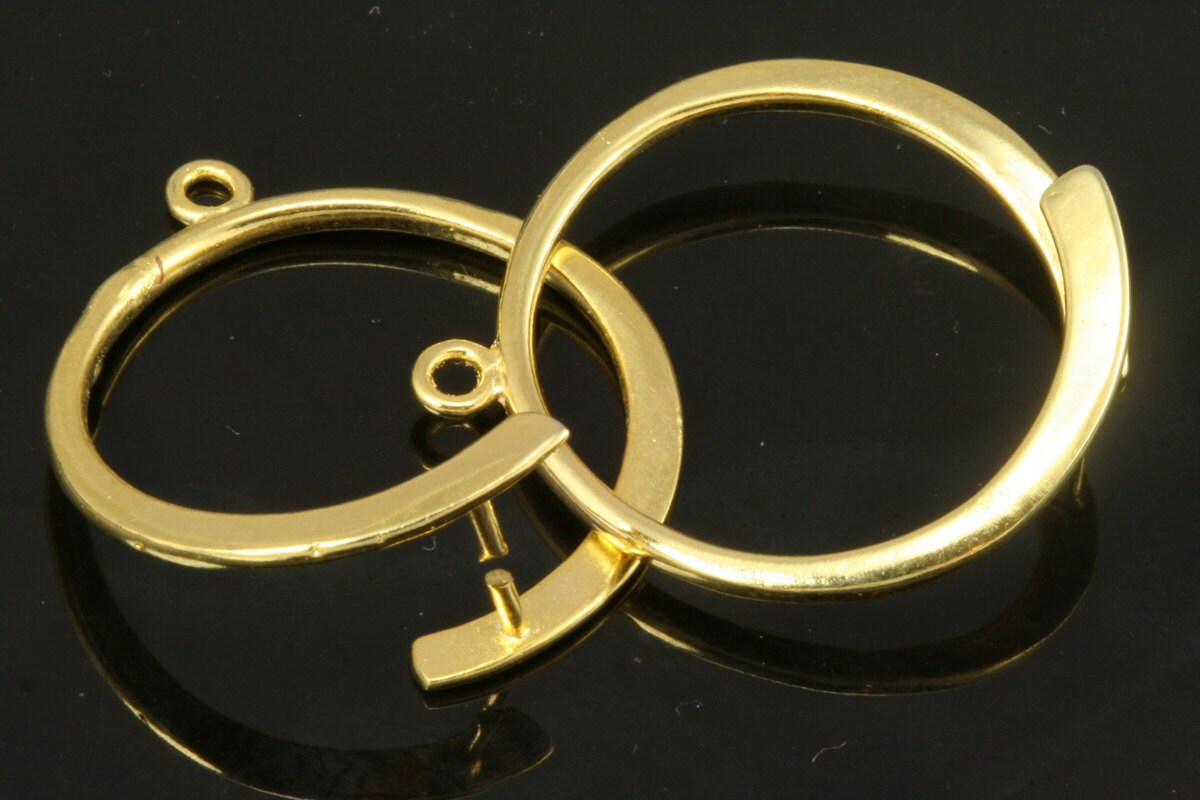 brass earring pendant 26mm gold plated 234