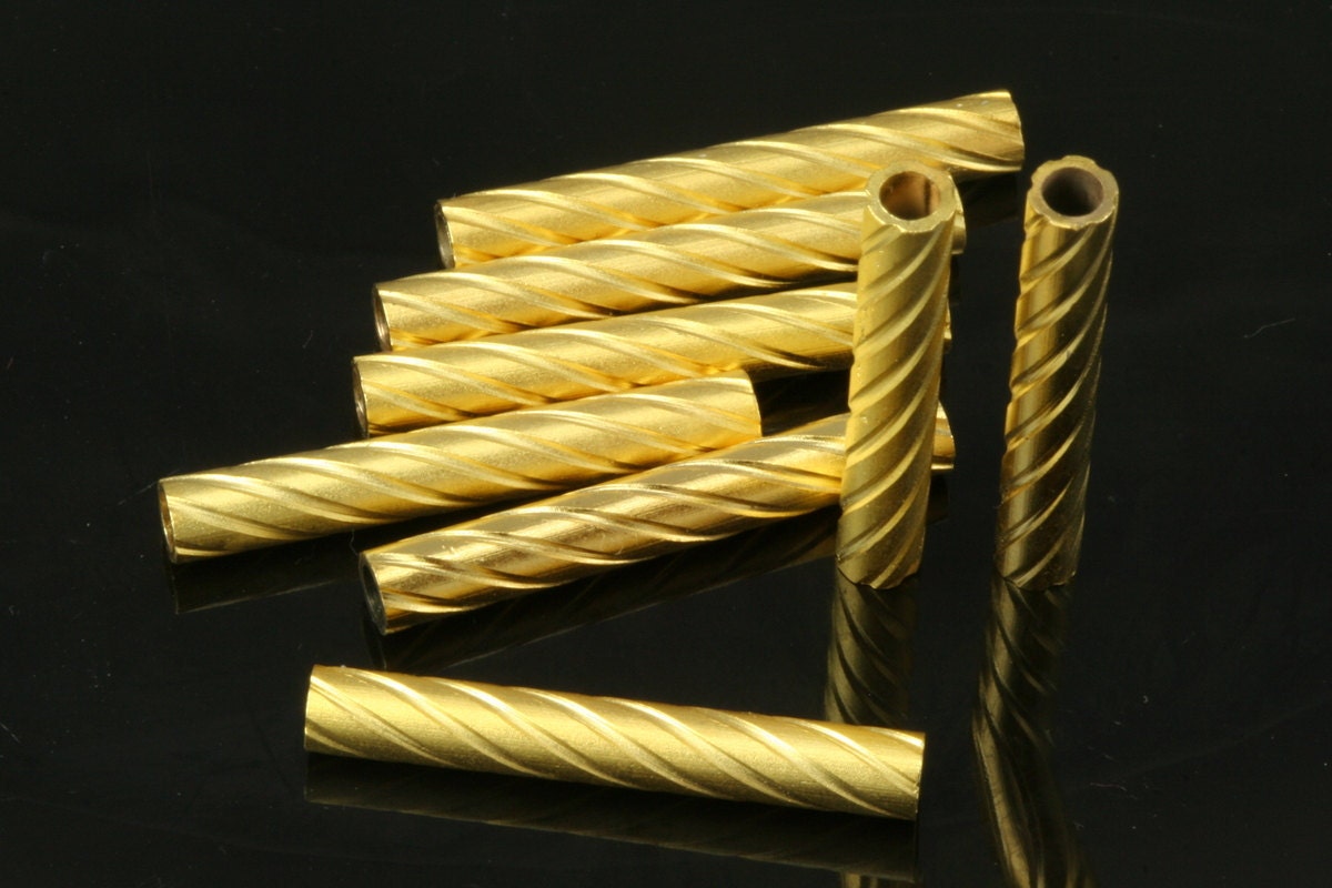 round tube finding 5 pcs 3,5x25mm ( 2,4mm hole) gold plated alloy charm 287