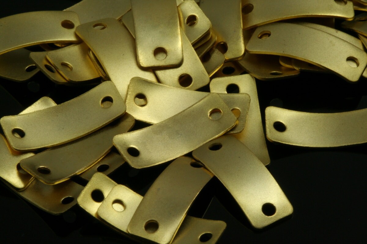 Curved rectangle shape 20 pcs 6x16 mm gold plated pendant brass gold plated brass with 2 loop 599 tmlp