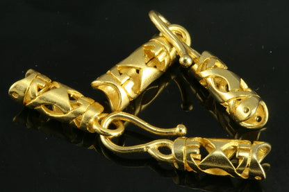 1 pc 40 x 5 mm hole is 3,5 mm Gold Plated Brass Hook Clasp, Fold Over Crimp Heads,Connector ,Findings,Pendant 434