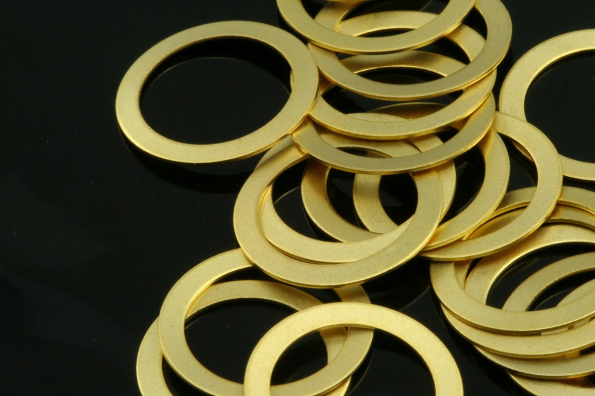 Circle Links, Seamless Ring Circle Connectors for Jewelry Making 13mm (hole 9,5mm ) gold plated brass 545