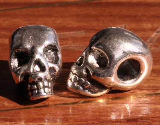 Silver plated Skull Pendant 11x8mm (hole 3mm) Skull Findings spacer bead 352 bab3