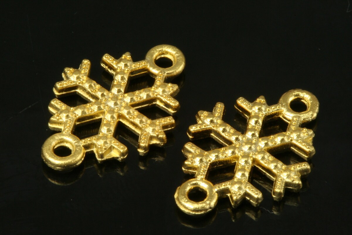 5 pcs 17x12mm snow flake shape gold plated alloy finding charm connector 118