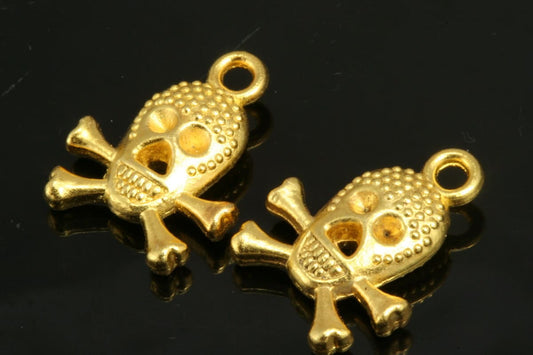 4 pcs 16x13mm gold plated skull pendant skull findings 302