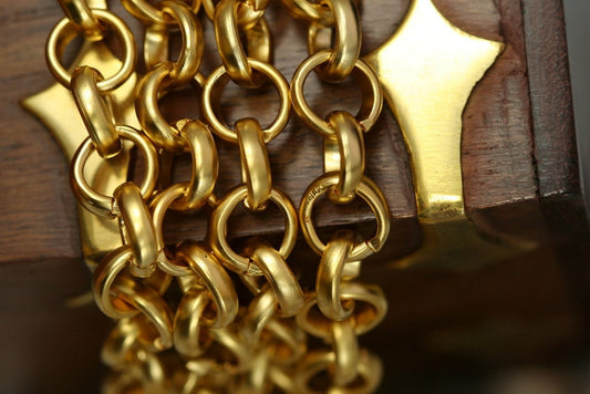 gold plated metal link Chain 1 mt 3,3 feet 8,5mm 819