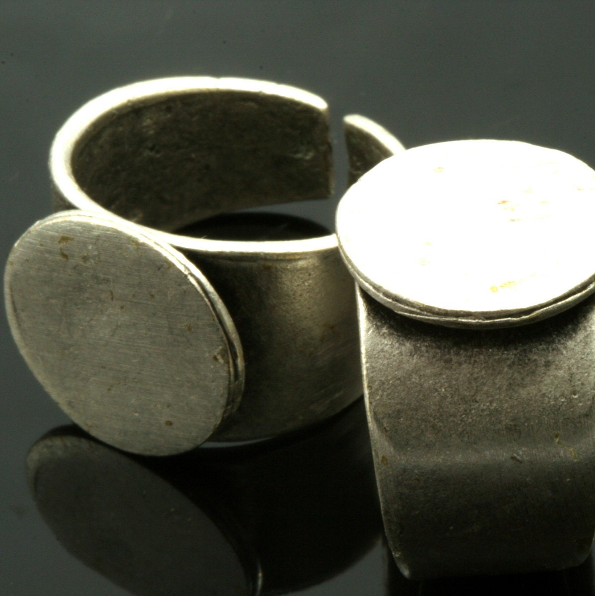 Ring Brass Adjustable ring 1 pc Silver plated with 15mm base setting 537