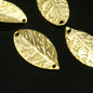 10 pcs 26mm gold plated brass leaf shape finding charm connector pendant with 2 loop 2301