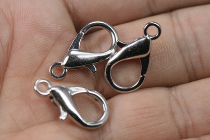 20 pcs silver tone alloy lobster claw clasps 21x11mm CL21 505 304