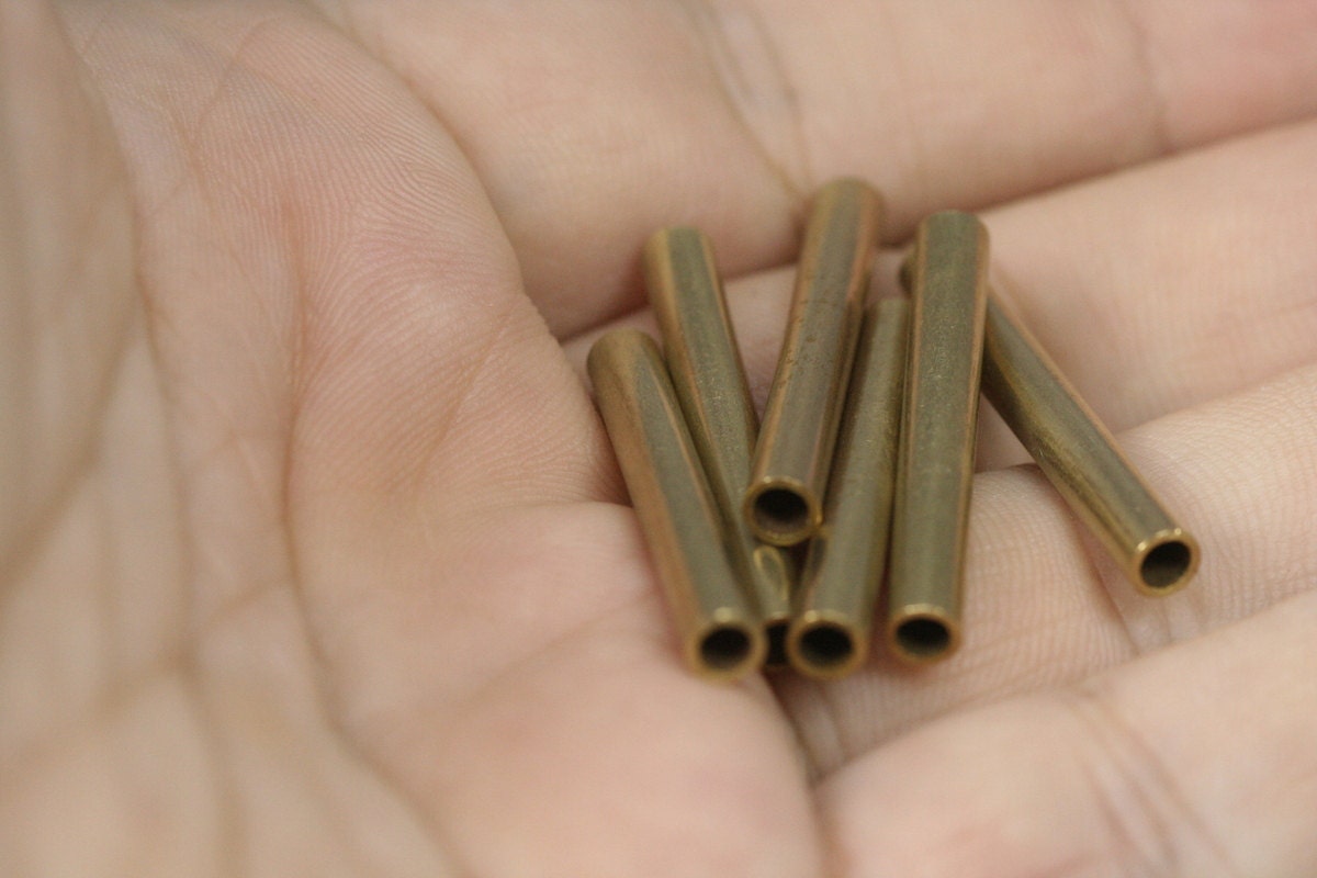 Raw brass tube 4x30mm (hole 2.8mm 9 gauge) industrial raw brass,raw brass Pendant, Findings spacer bead 1473