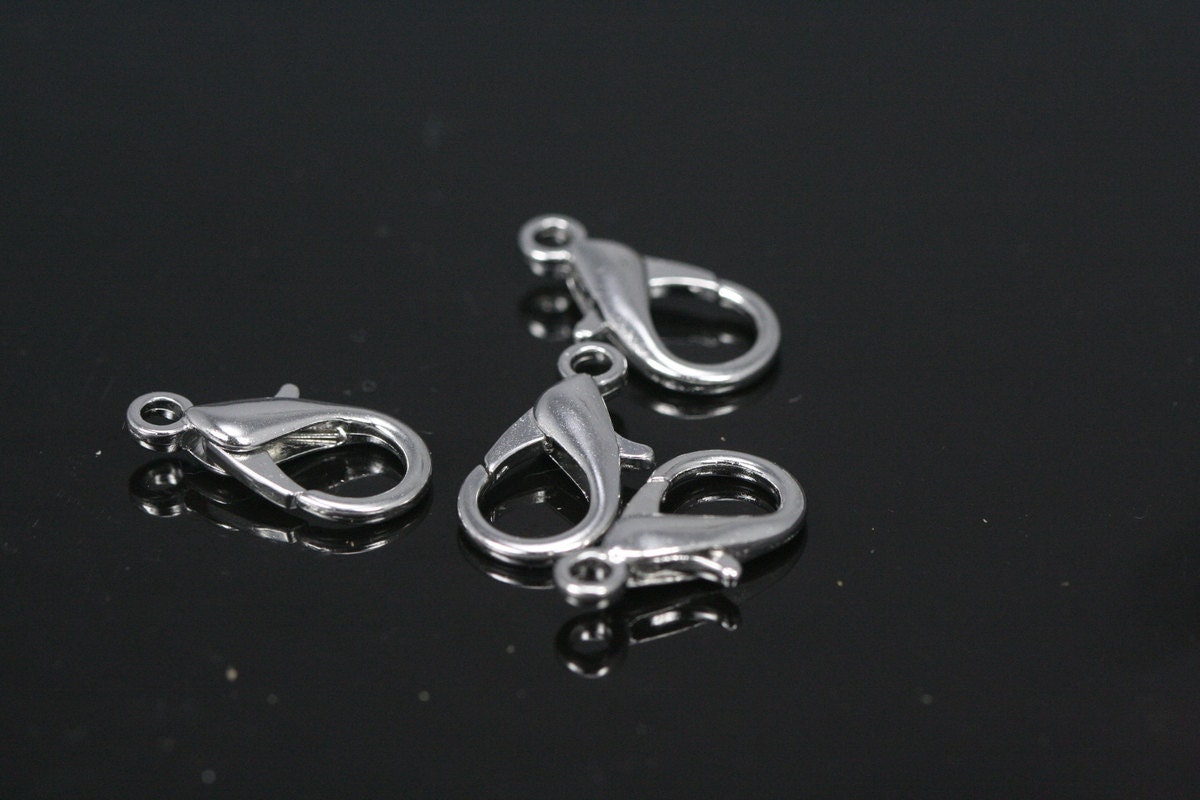 20 pcs silver tone alloy lobster claw clasps 21x11mm CL21 505 304