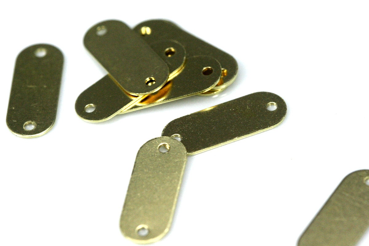 rectangle tag 2 hole connector, 7x18mm raw brass thickness 24 gauge 0,5mm charms ,findings 927R-43