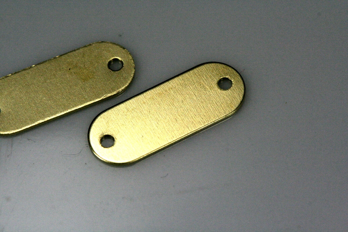 rectangle tag 2 hole connector, 7x18mm raw brass thickness 24 gauge 0,5mm charms ,findings 927R-43