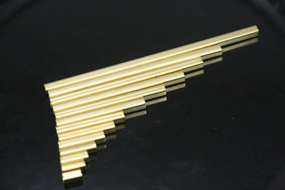 Square tube, gold plated brass 4 pcs 4x100mm ( 3,6mm hole) finding OZ915-100