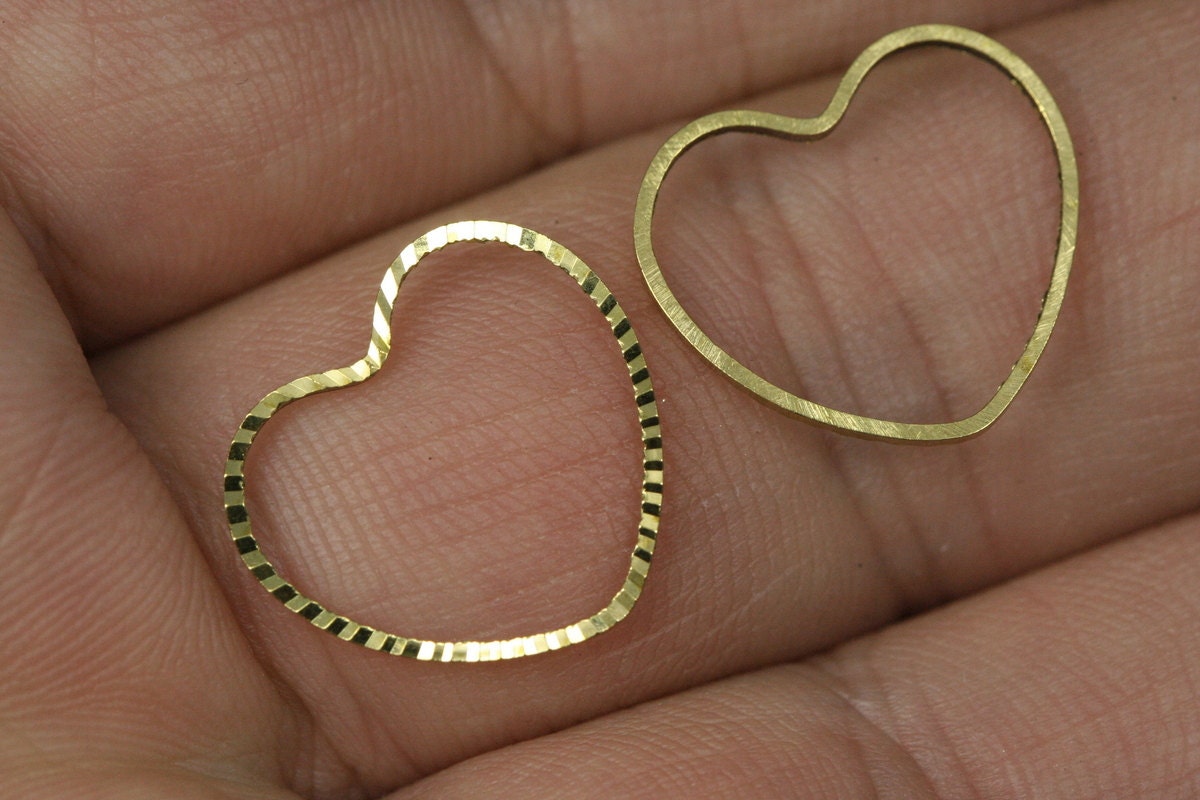 50 pcs 16mm raw brass heart faceted ring 1688