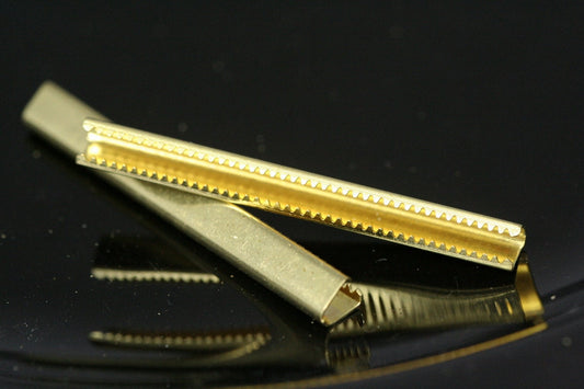 Ribbon Crimp Ends cap, 6x35mm Raw Brass Ribbon Crimp End 1291