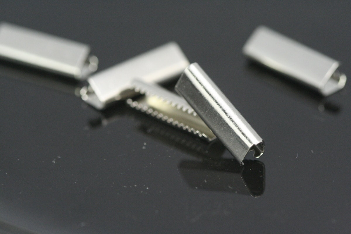 crimp ends 6x19mm nickel plated ribbon , ribbon crimp end, ribbon crimp ends cap, findings N23 1790