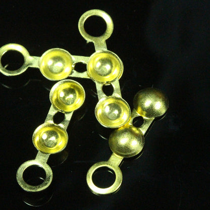 100 pcs 4x13mm brass ball crimp bead tips- clam shell knots cover terminators- yellow tone findings CS4Y-14 1919