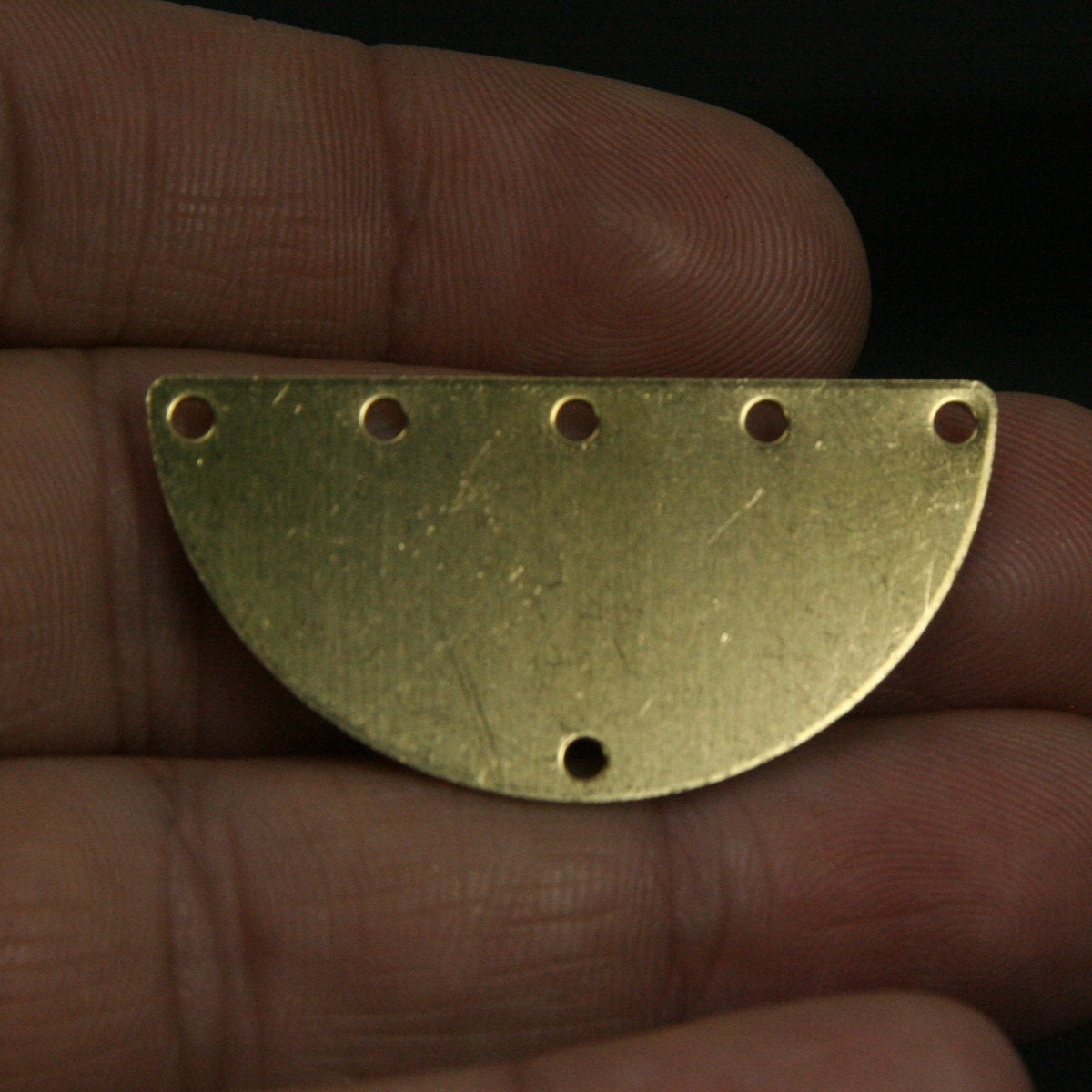 Raw brass semi circle 40x20x0.8mm blanks half moon shape pendant (2mm 0,08" 12 gauge hole) SCS 1058R