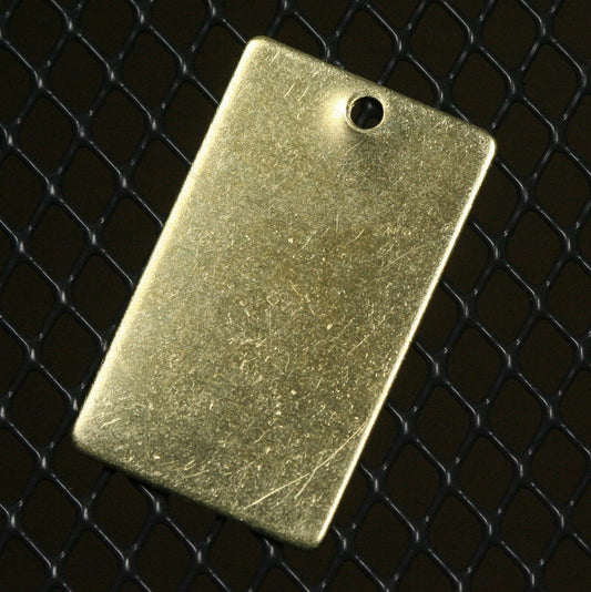 rectangle shape blank stamping 15x25x0.8mm (20 gauge) raw brass one hole 1205R-63