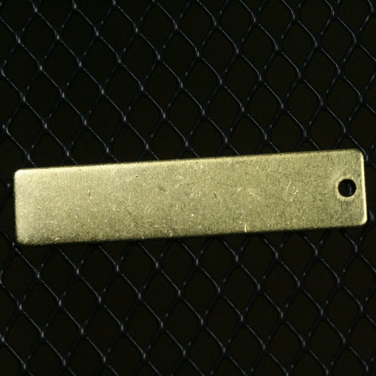 Rectangle shape stamping blank 30 pcs 8x35x0.8mm (20 gauge) raw brass one hole 1213R-55