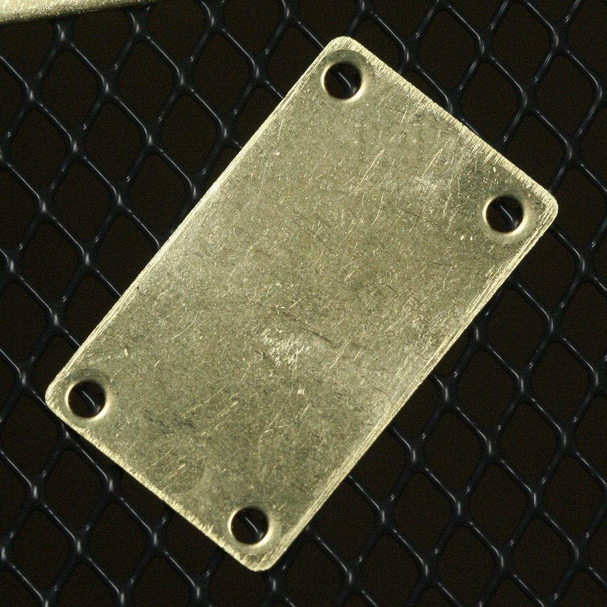 Rectangle shape blank stamping 15x25x0.8mm (20 gauge) raw brass four hole 1205RT4-63