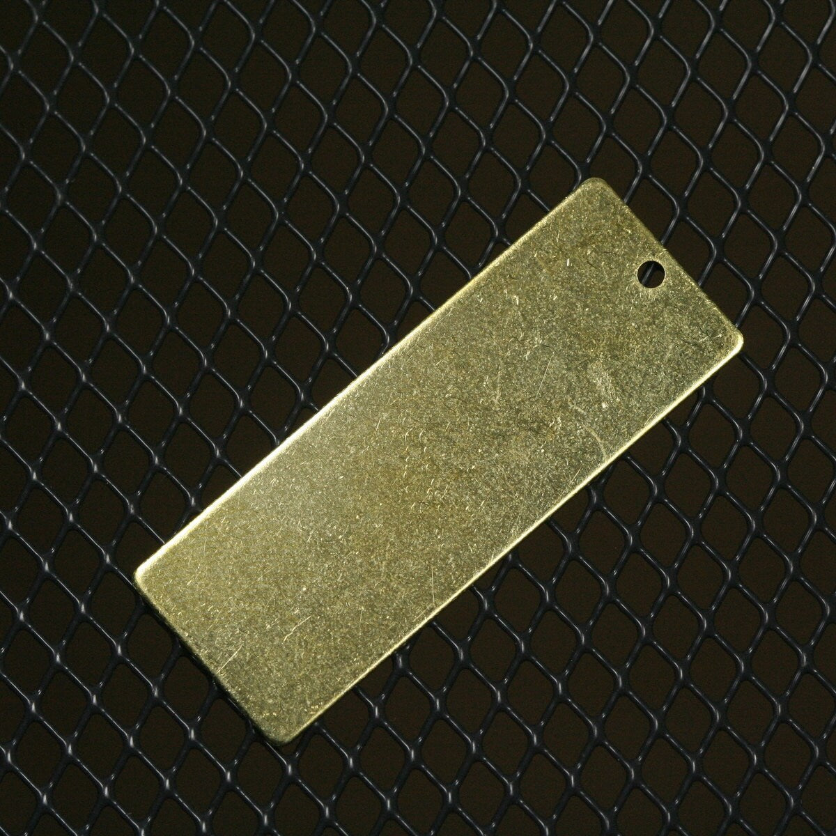 Rectangle shape stamping blank 15x40x0.8mm (20 gauge) raw brass one hole 1207R-80