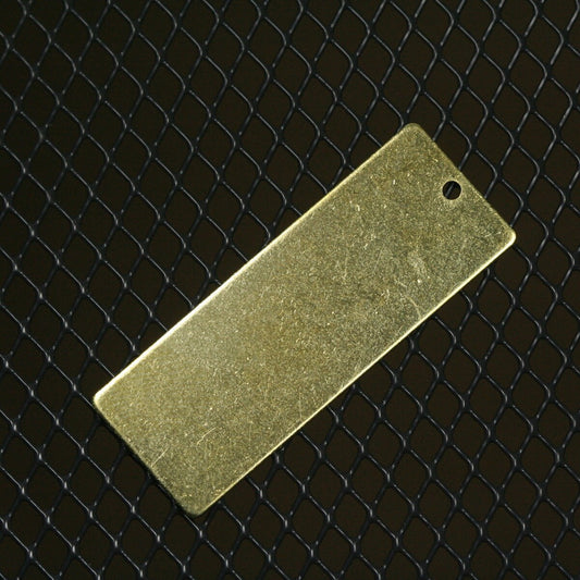 Rectangle shape stamping blank 15x40x0.8mm (20 gauge) raw brass one hole 1207R-80