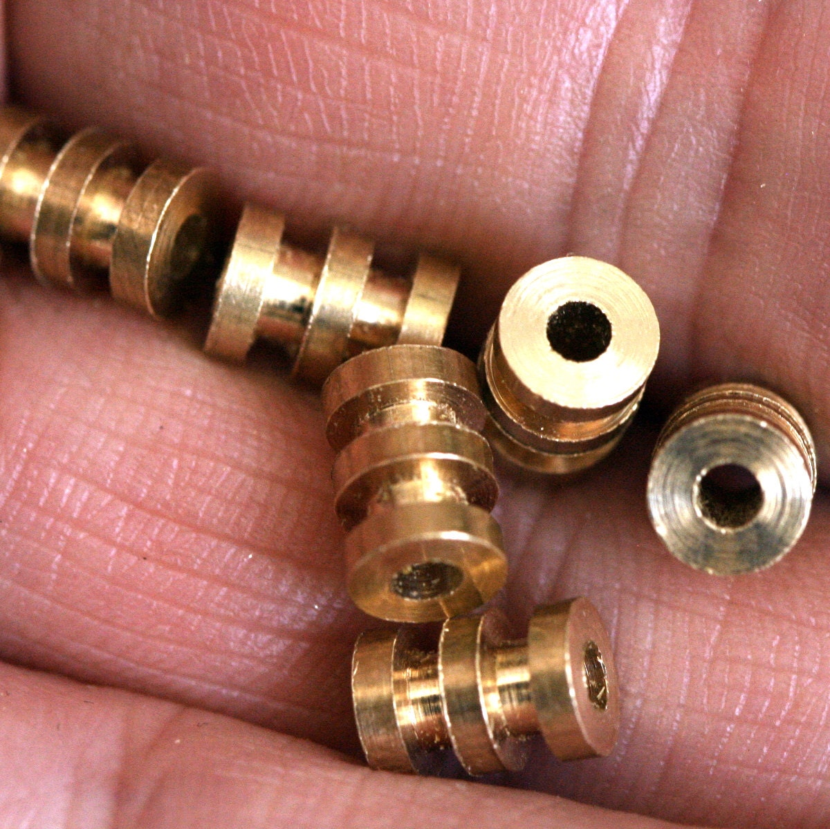 round spacer bead 5x7mm 3/16"x9/32" raw brass finding industrial design (2mm 5/64" 12 gauge hole ) bab2 1222R