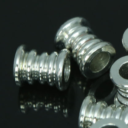 Silver tone brass cylinder, 7x6mm (hole 3.3mm) industrial brass findings spacer bead bab3.3 OZ1530