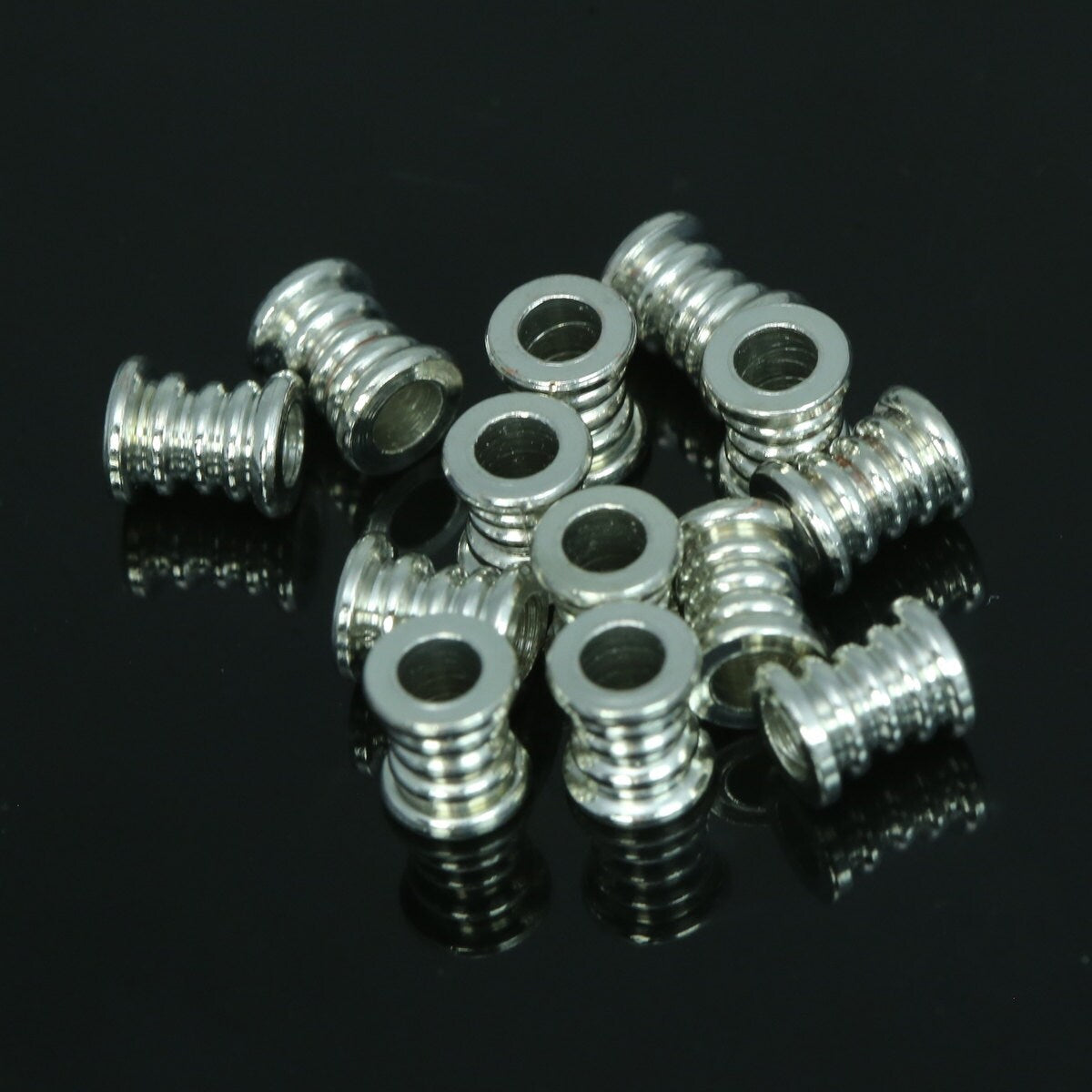 Silver tone brass cylinder, 7x6mm (hole 3.3mm) industrial brass findings spacer bead bab3.3 OZ1530