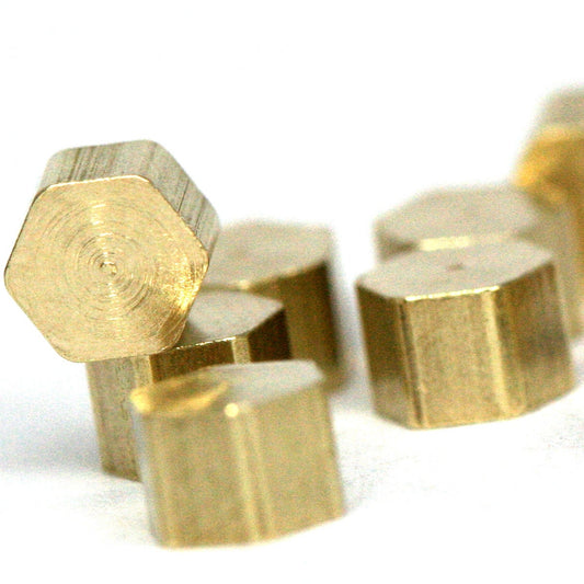 Raw Brass hexagonal 4x3mm 1/4"x1/8" 1297R