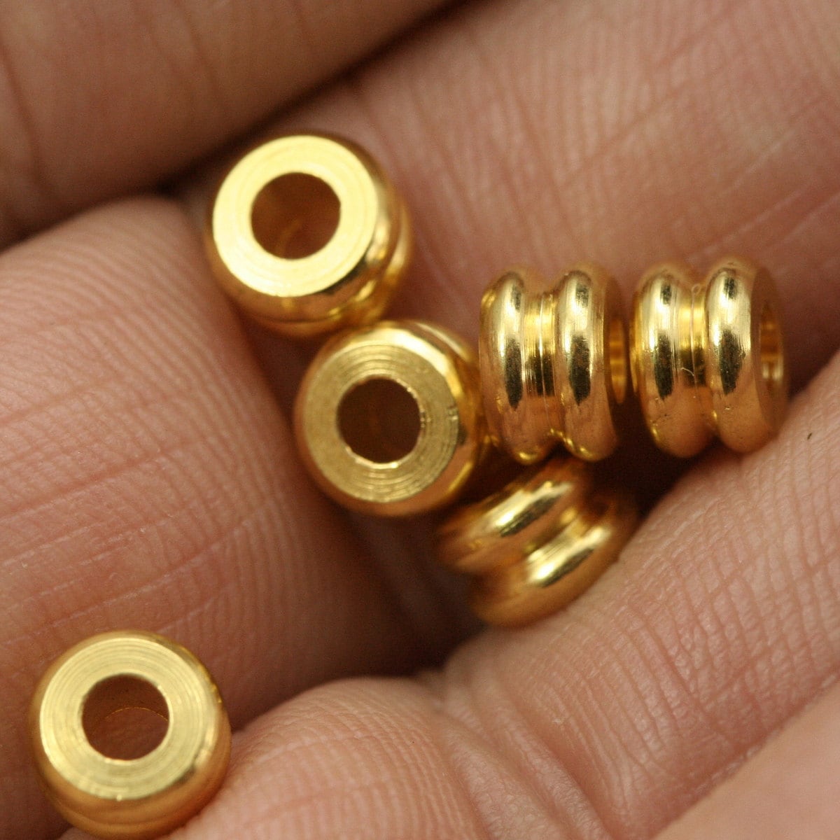 6x4mm ( 3mm hole) gold plated brass round tube finding charm bab3 1317 tmlp