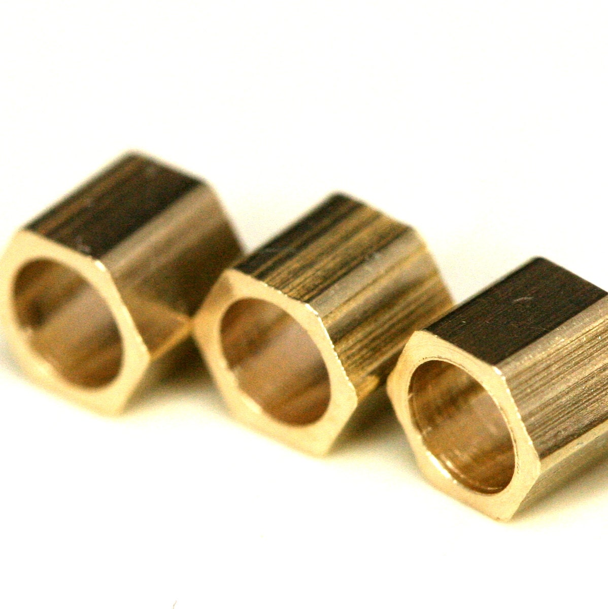 Raw Brass hexagonal beads 4x3.5mm 1/4"x9/64" pendant 1300R