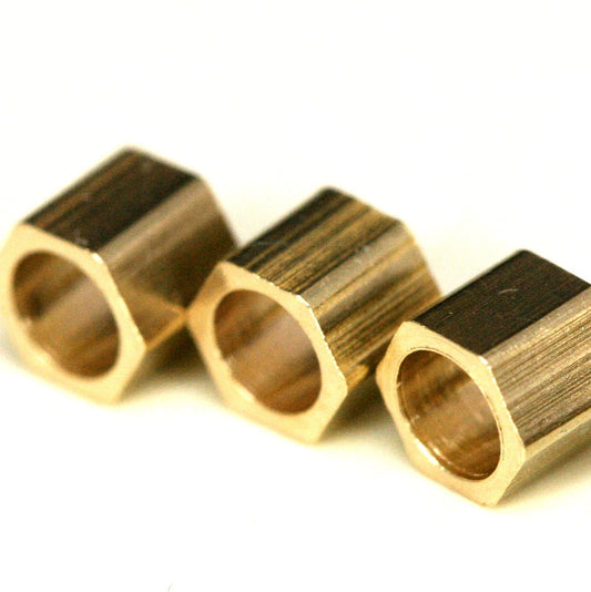 Raw Brass hexagonal beads 4x3.5mm 1/4"x9/64" pendant 1300R