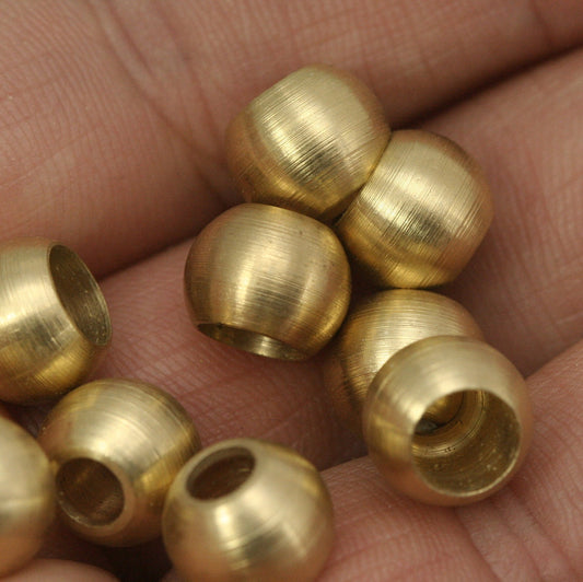 10 pcs 9.8x7.8mm ( holes 6.5mm 4.5mm ) raw solid brass spacer, raw brass decorative cord end beads, hanging metal beads ENC6 1237R