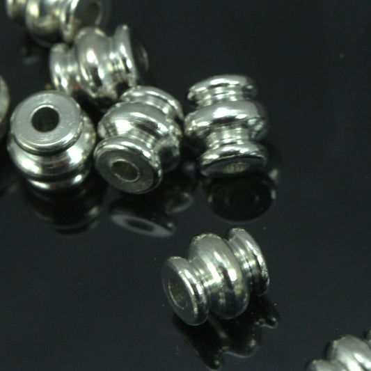 silver tone brass cylinder, spacer bead 7x7mm (hole 2mm) bab2 1519NF