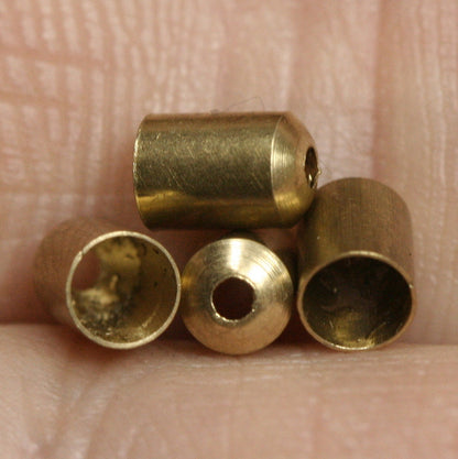 ends cap, 100 pcs 4x5mm 3mm inner 1.2mm hole raw brass cord tip ends, raw brass ENC3 1238R