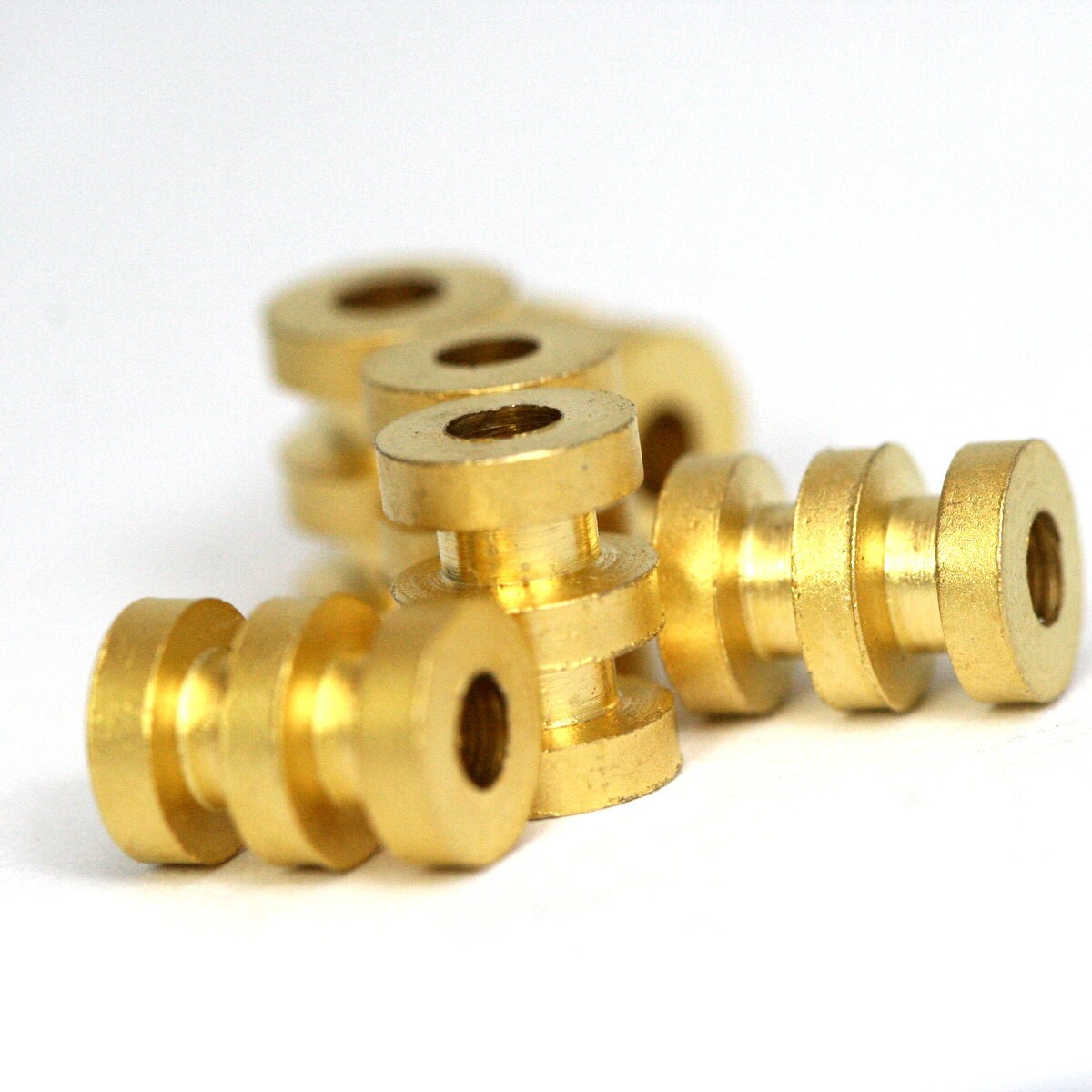 Brass round spacer 10 pcs 5x7mm 3/16"x9/32" gold plated finding industrial design (2mm 5/64" 12 gauge hole ) bab2 OZ1222G