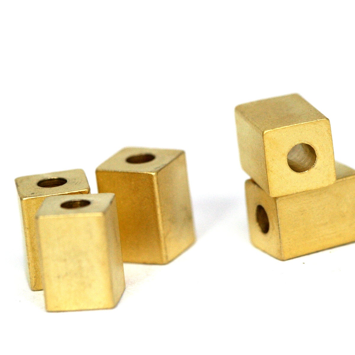 square spacer finding 6 pcs 5x7mm 3/16"x9/32" Gold Plated brass square industrial design (2mm 5/64" 12 gauge hole ) bab2 1220G