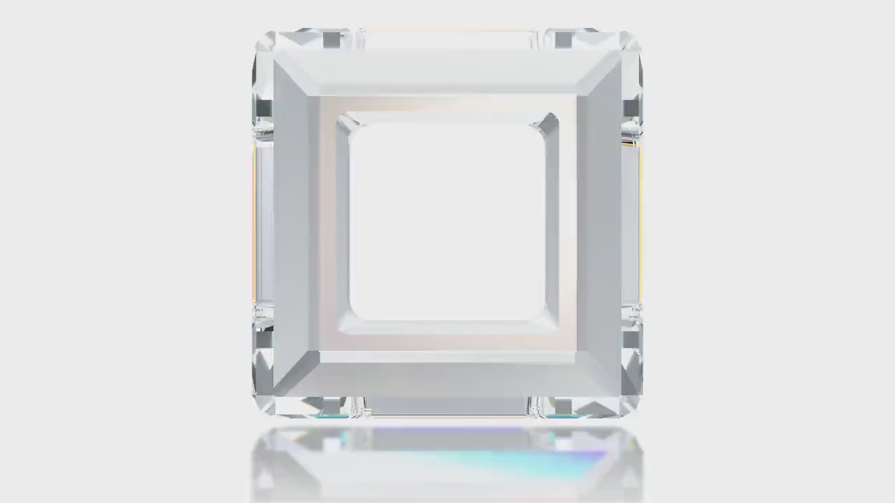 Square ring fancy stone 4439 Swarovski® Crystal white opal (234) 20mm Square Frame