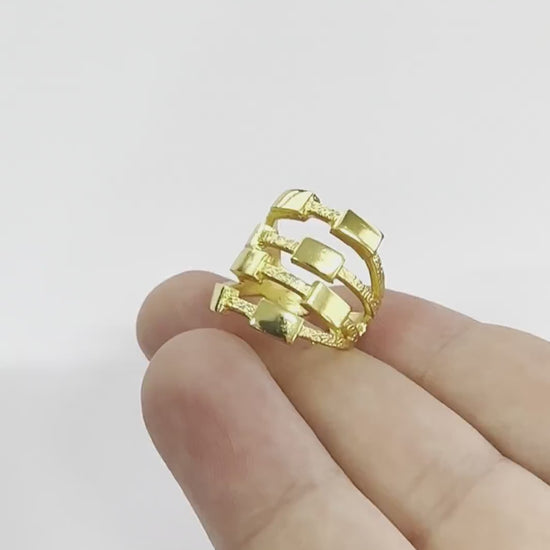 Rectangle Ring , Raw Brass,Antique Silver Shiny silver, Shiny gold plated Brass (8us) 5409