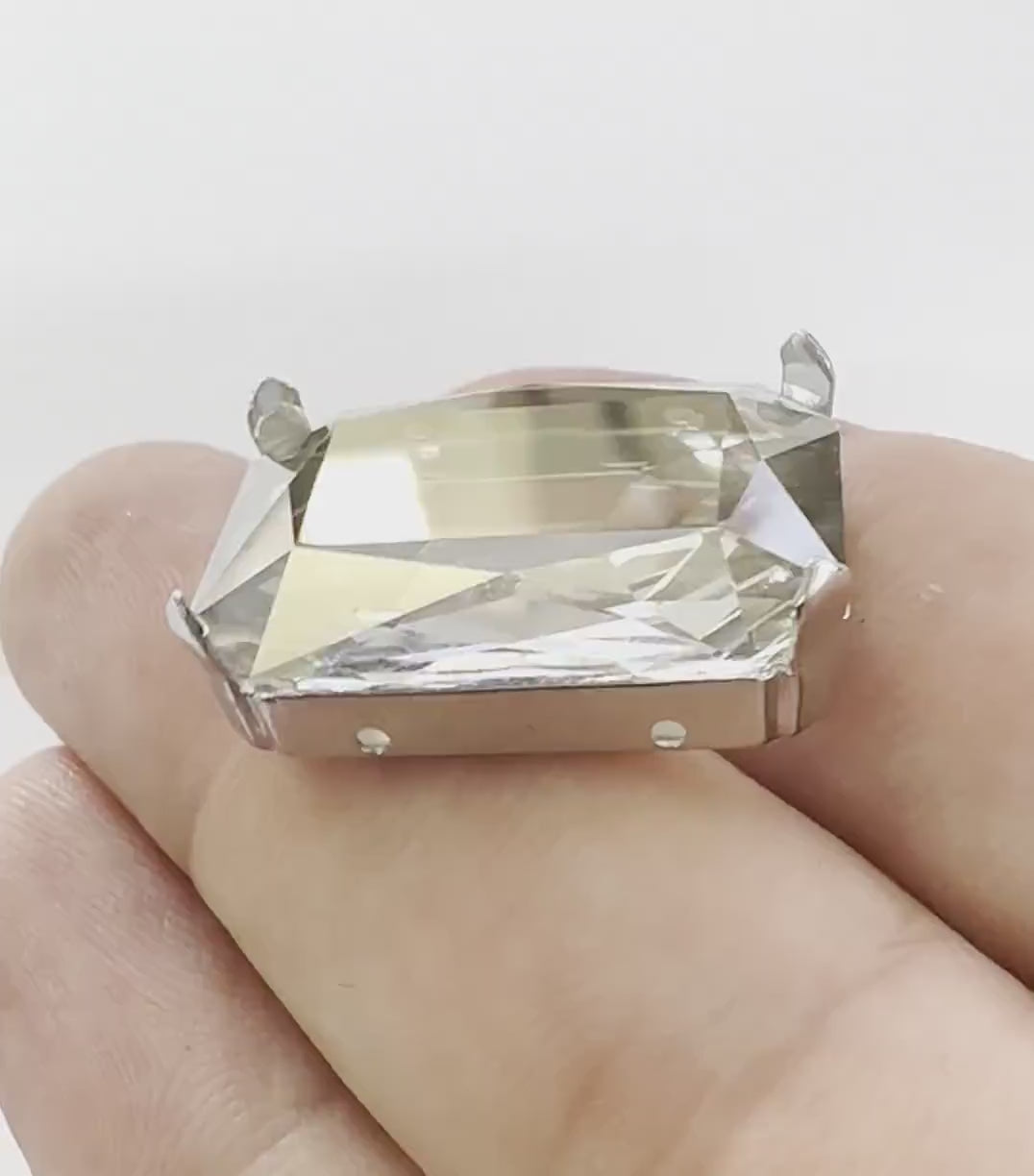 Rectangle Octagon Shape Setting Blank Bezel Raw, Rhodium (27x18.5mm Blank) Pendant for Octagon Gemstone Findings 2087